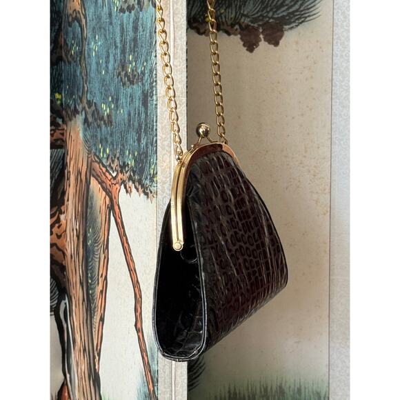 Vintage Croc Embossed Leather Purse 1980s - Picture 3 of 5